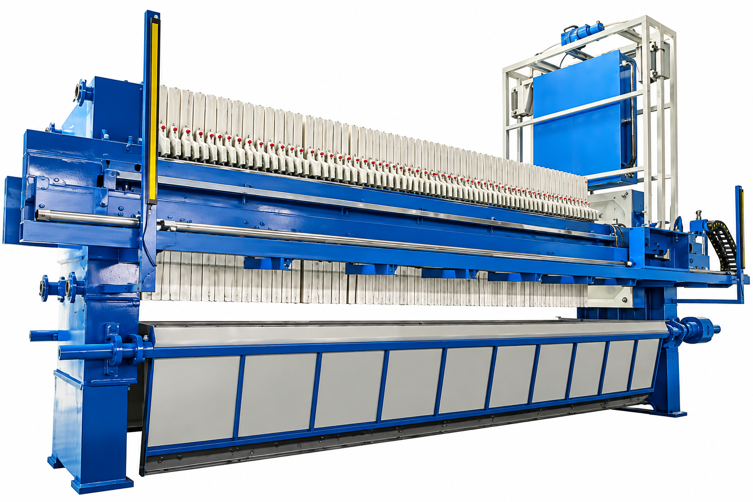 Mesin Filter Press Jingwang berwarna biru untuk sludge dewatering industri